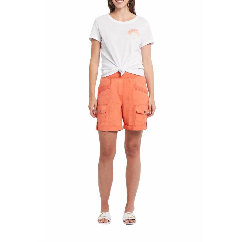 NEW TRIBAL willa pull on cuffed shorts in guava